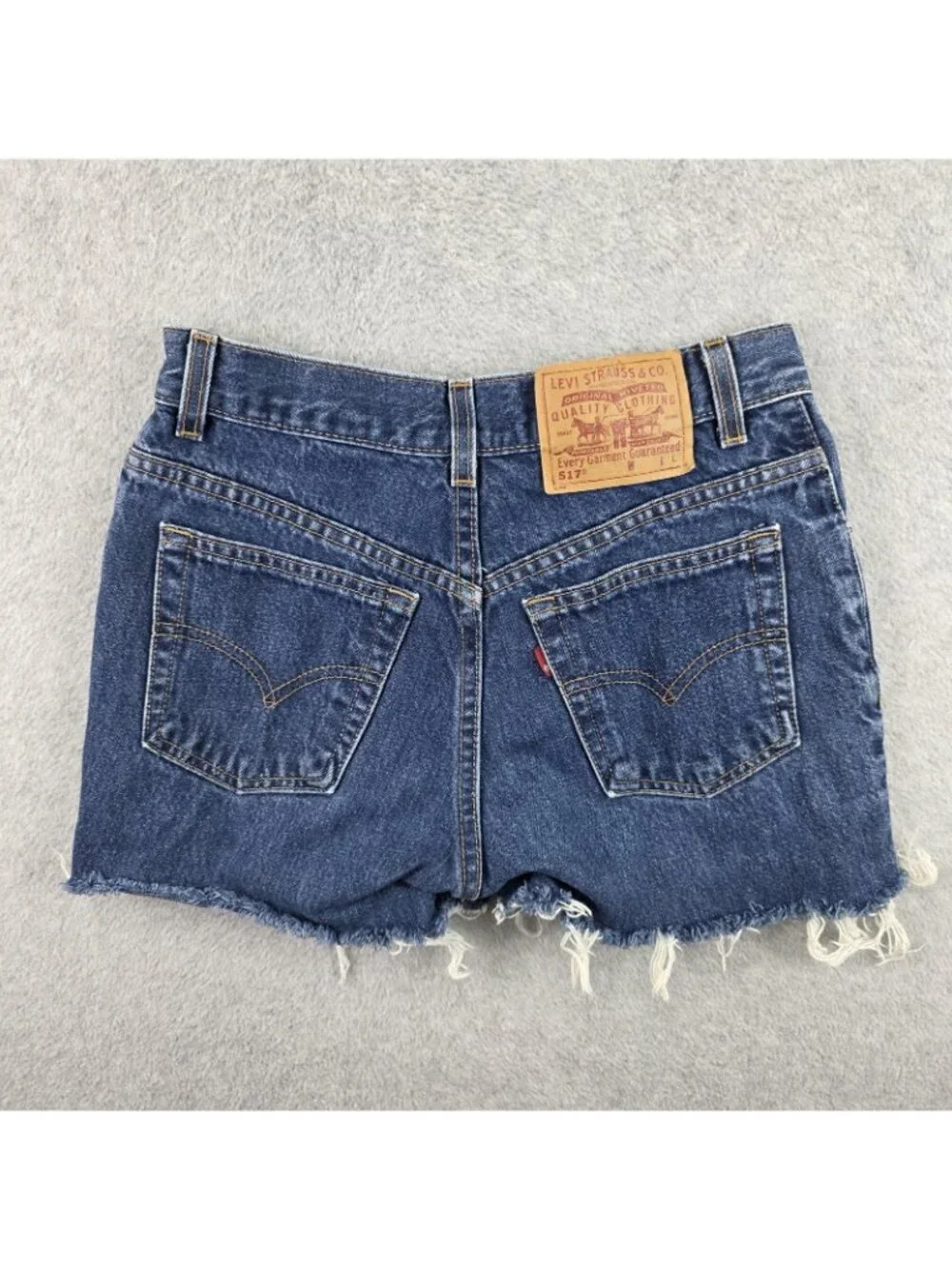 Vintage Levis 517 Cut Off Shorts Girls 5 Blue Slim Boot Distressed Frayed Denim